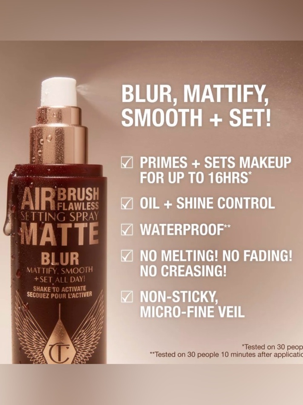 Charlotte Tilbury Airbrush Matte Setting Spray-NIB-3.3oz